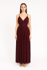 chiffon BRIDESMAID dress off shoulder knife pleats