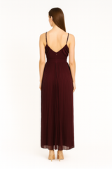 chiffon BRIDESMAID dress off shoulder knife pleats