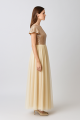 BRIDESMAID MESH dress TOP sequins fabric bottom mesh