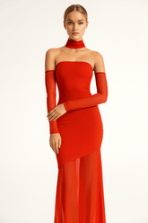 PINK POWER MESH DRESS WITH GLOVES