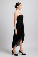 Party chiffon pleats dress heart top fully pleats on top and bottom asymmetrical bottom hem