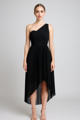 Party chiffon pleats dress heart top fully pleats on top and bottom  asymmetrical bottom hem