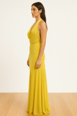 ADDISON MAXI deep Cowl neck at front CB has very long tie belt