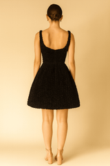 BRIDESMAID DRESSES BLACK 3D FLOWER ROSE