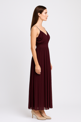 chiffon BRIDESMAID dress off shoulder knife pleats