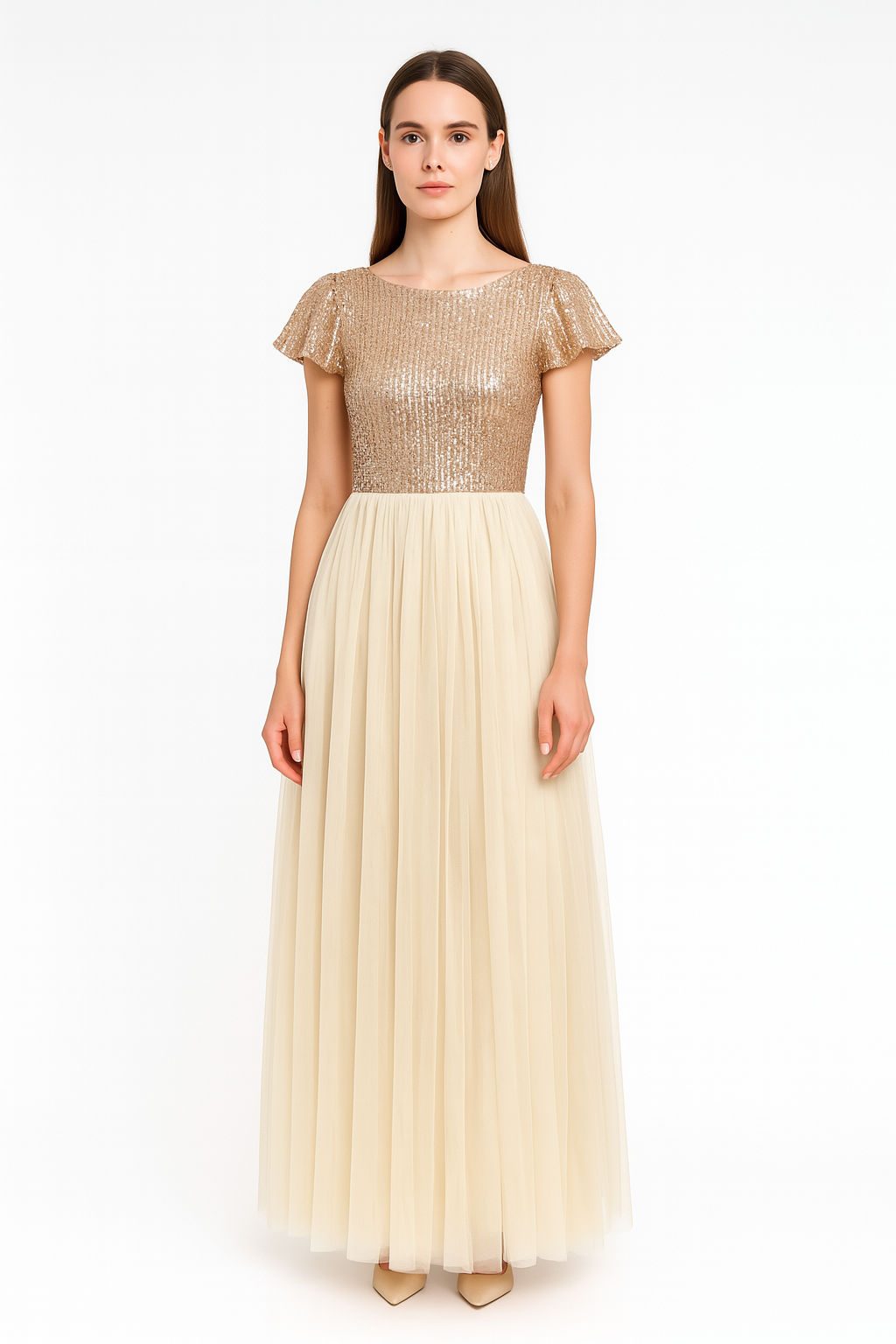 BRIDESMAID MESH dress TOP sequins fabric bottom mesh