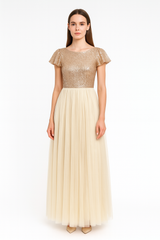 BRIDESMAID MESH dress TOP sequins fabric bottom mesh