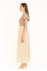 BRIDESMAID MESH dress TOP sequins fabric bottom mesh