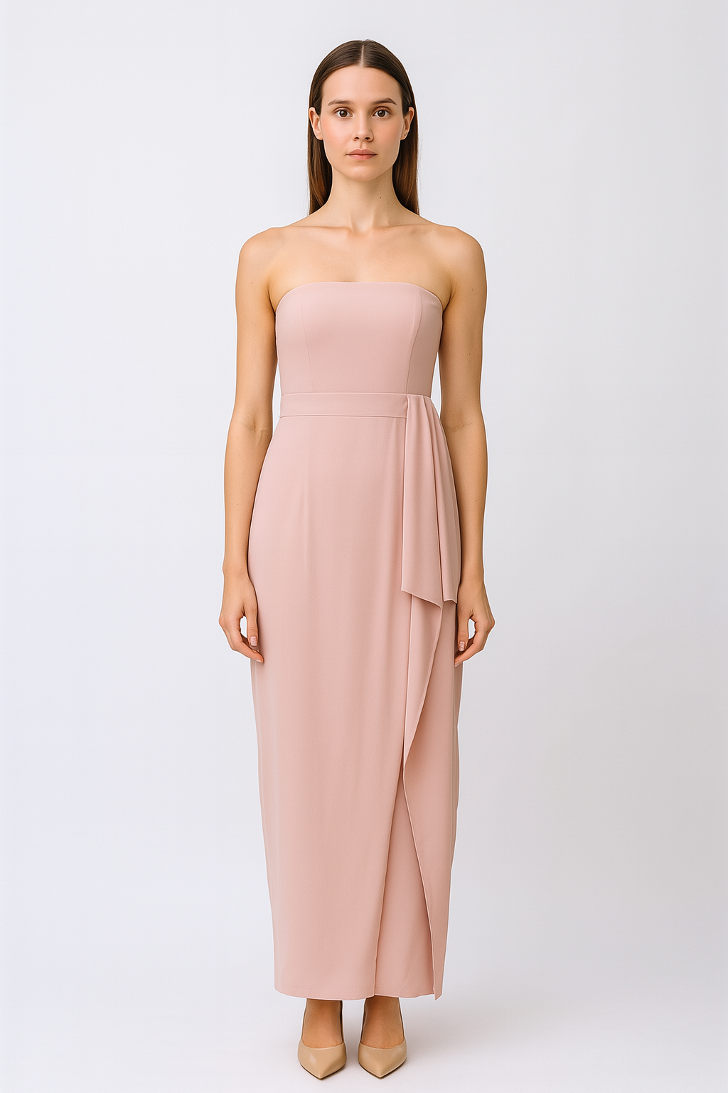 Ocassion chiffon dress tie belt on waist side seam
