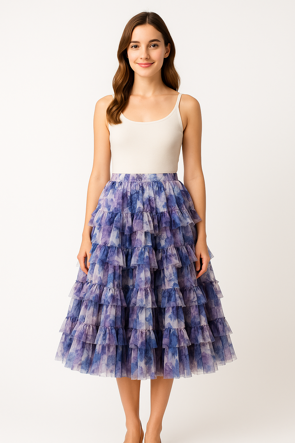 PRINTED MESH SKIRT	FLOWER PRINT REGULAR FIT - RUFFLED print mesh dress