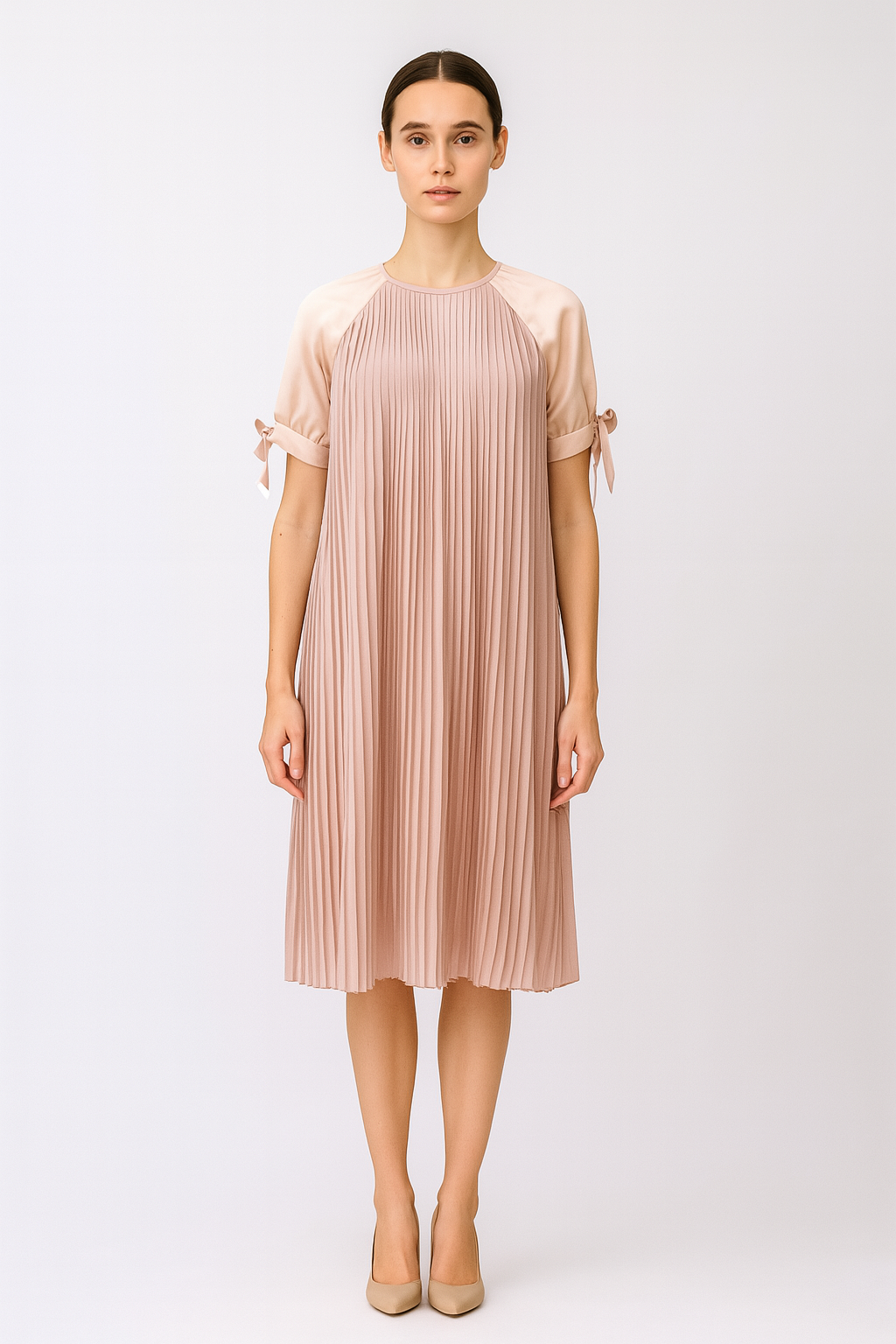 Daily chiffon dress Raglan sleeves organza fabric