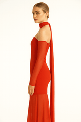 PINK POWER MESH DRESS WITH GLOVES