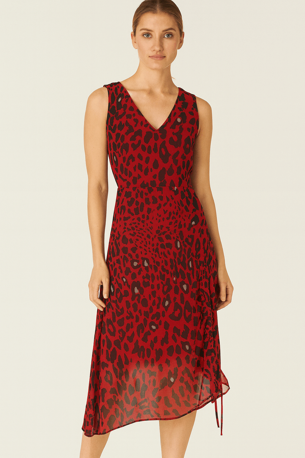 LEO PRINT CHIFFON DRESS NO SLEEVES