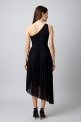 Party chiffon pleats dress heart top fully pleats on top and bottom  asymmetrical bottom hem
