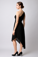Party chiffon pleats dress heart top fully pleats on top and bottom  asymmetrical bottom hem