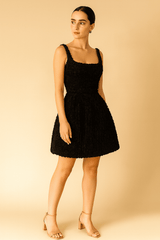 BRIDESMAID DRESSES BLACK 3D FLOWER ROSE